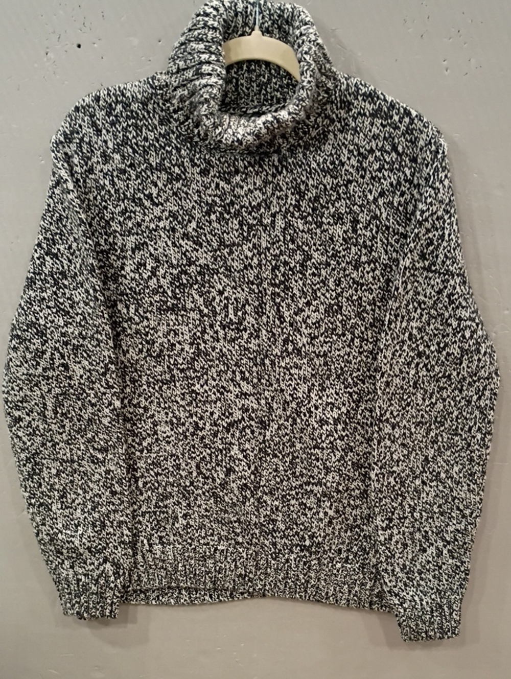 Lands'end Men’s Black & White Marled Turtleneck Sweater 18-20